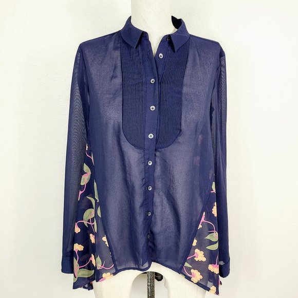 Anthropologie Tops - Maeve Button-Front Hi-Low Floral Blouse